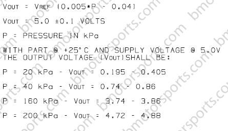 2 Bar Late Model GM Style Map Sensor Technical Specifications - Chart