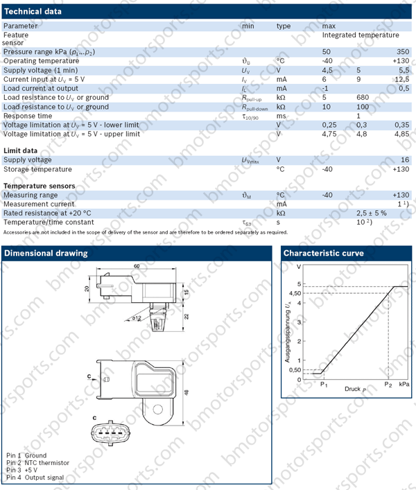 Bosch 3.5 Bar TMap Map Sensor with IAT Technical Specifications