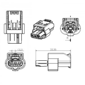 3 Way Connector Plug with D Keyway Ford Applications