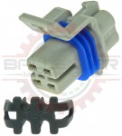 GM Delphi / Packard - 4 way square metripack 150 male O2 connector assembly, gray ( connector and TPA )