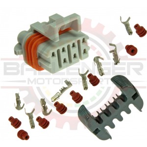 GM Delphi / Packard - 8 way (1 blocked) metripack 150 sealed male assembly Connector Kit for main coil bank connector, gray