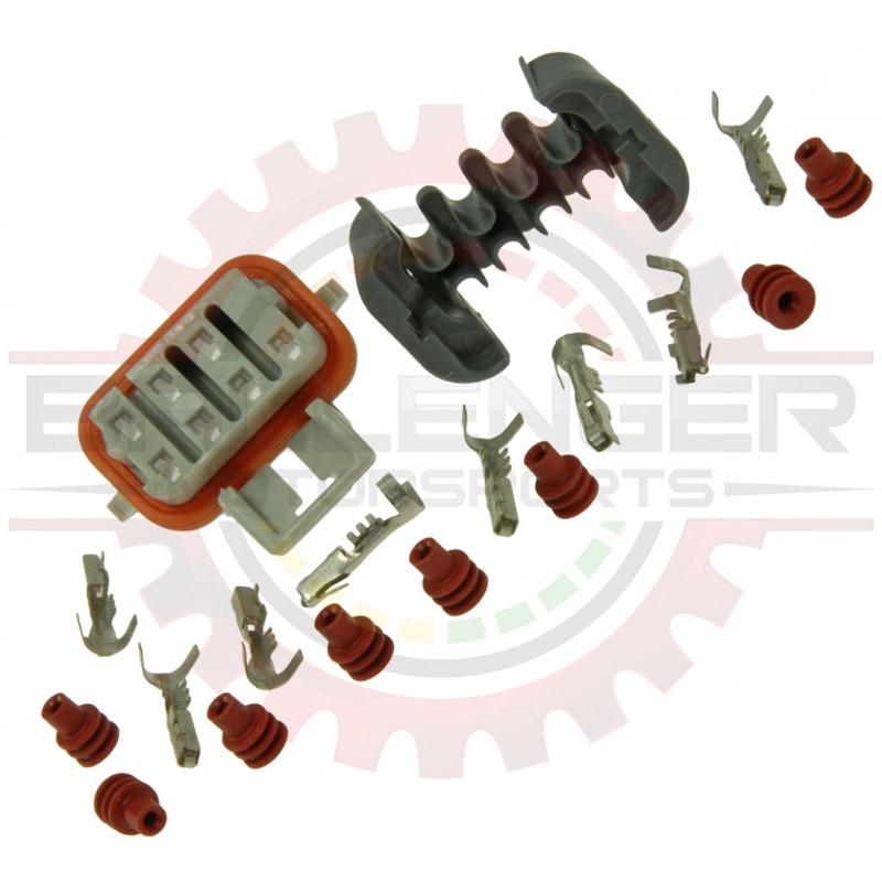 GM Delphi / Packard - 8 way (1 blocked) metripack 150 sealed male assembly Connector Kit for main coil bank connector, gray
