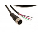 Power + CAN pigtail for Connecting Device, M8 4P Female to Bare Wires, 1 meter
