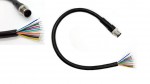 M12 12P Male to Bare Wire 8 Channel Sensor Pigtail, 1M, 24AWG
