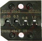 Production Quality <u><b>One-Step</b></u> Crimp Die ( Crimps Copper & Seal in one cycle ) for 22-20 AWG ( .35mm2 - .5mm2 ) Delphi / Packard  Metripack 150 Sealed Female Terminals & 18-16 AWG (.8mm2- 1mm2) Unsealed Female Terminal- HT21510494-5